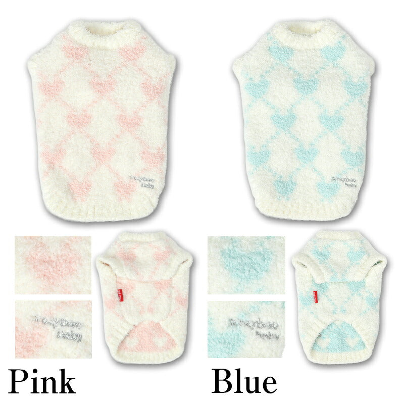【CRAZYBOO公式】ハートチェック柄BABYニット 2XS/XS/S/M CRAZYBOO Baby（クレイジーブー ベビー） 子犬用 パピー 犬服 トイプードル チワワ ポメラニアン CBbaby26AW