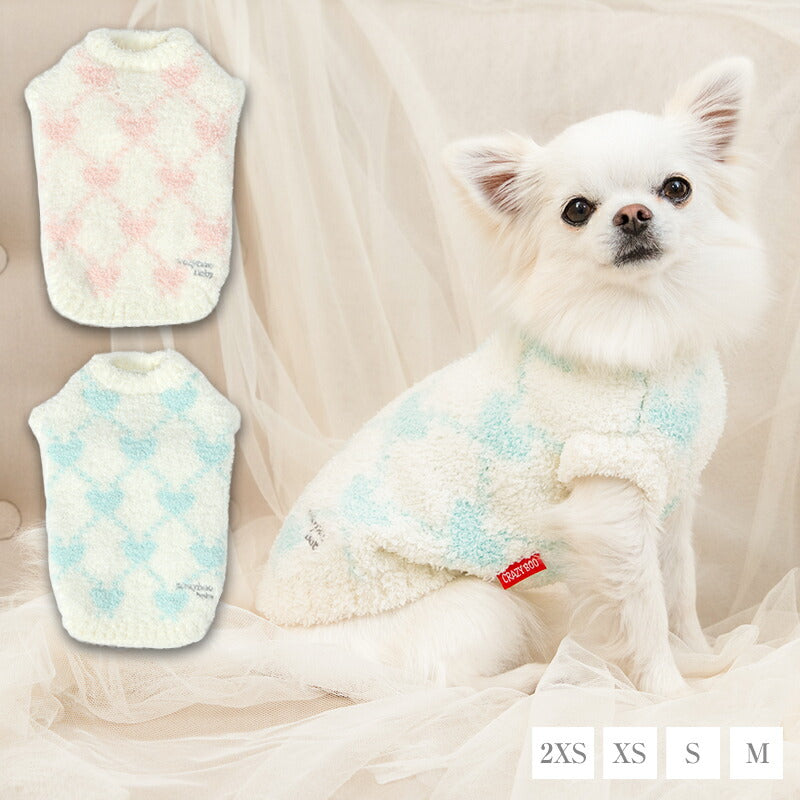 【CRAZYBOO公式】ハートチェック柄BABYニット 2XS/XS/S/M CRAZYBOO Baby（クレイジーブー ベビー） 子犬用 パピー 犬服 トイプードル チワワ ポメラニアン CBbaby26AW cb261251