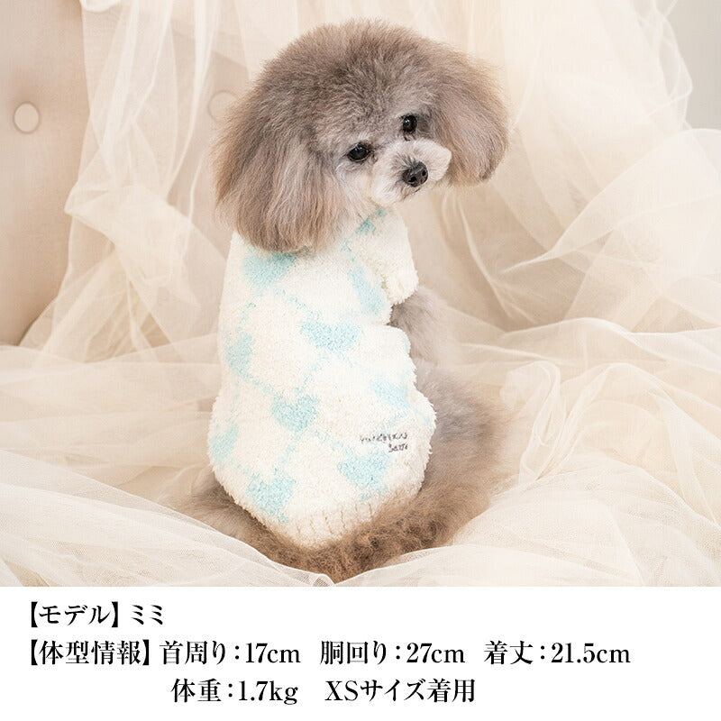 【CRAZYBOO公式】ハートチェック柄BABYニット 2XS/XS/S/M CRAZYBOO Baby（クレイジーブー ベビー） 子犬用 パピー 犬服 トイプードル チワワ ポメラニアン CBbaby26AW