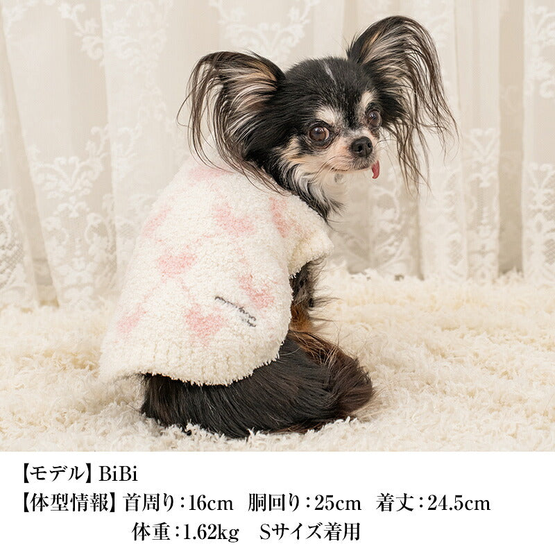 【CRAZYBOO公式】ハートチェック柄BABYニット 2XS/XS/S/M CRAZYBOO Baby（クレイジーブー ベビー） 子犬用 パピー 犬服 トイプードル チワワ ポメラニアン CBbaby26AW