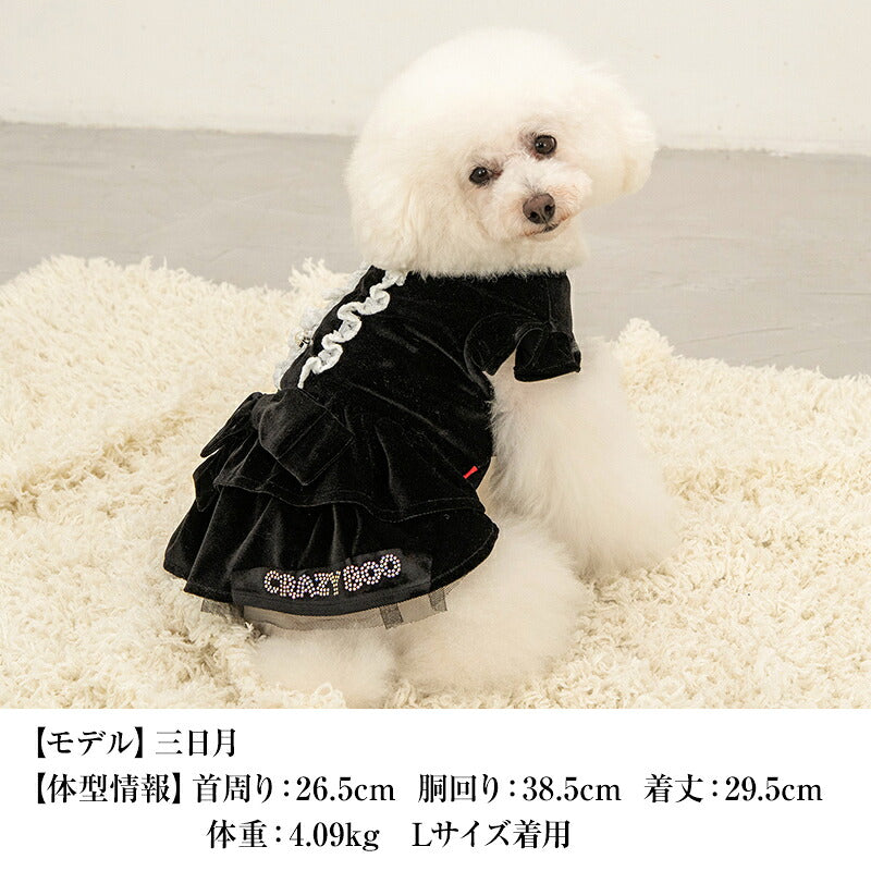 【CRAZYBOO公式】ベロアメイドワンピ XS/S/M/L/XL クレイジーブー 犬服 ドッグウェア 小型犬 トイプードル チワワ ダックス CB26AW cb261270