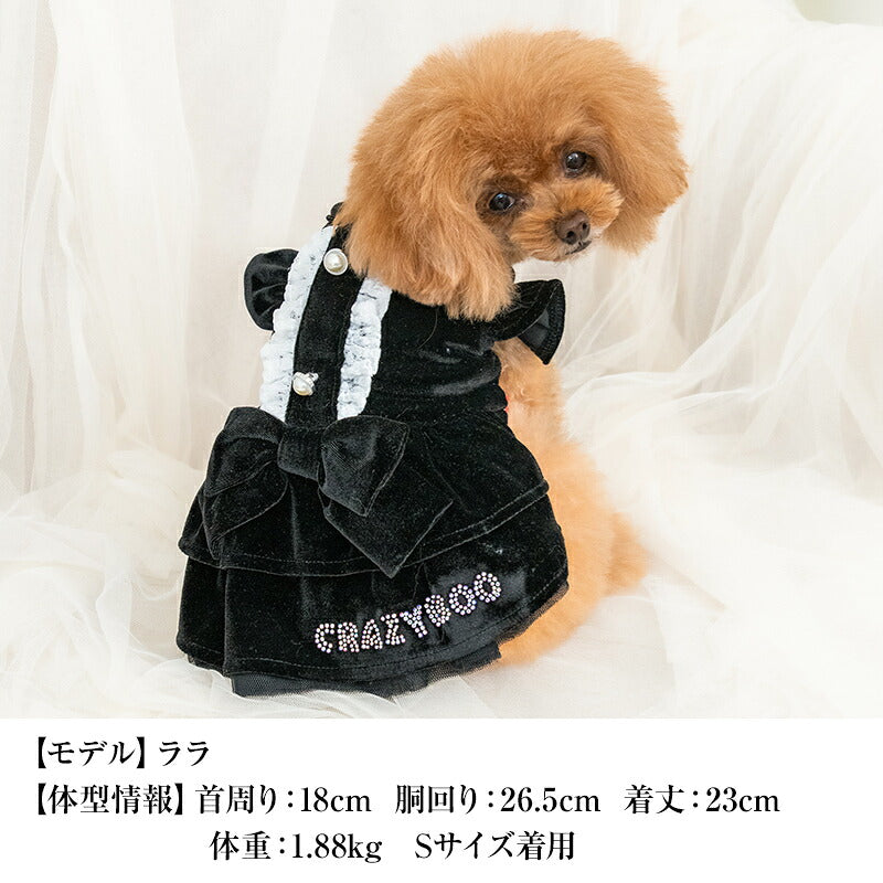 【CRAZYBOO公式】ベロアメイドワンピ XS/S/M/L/XL クレイジーブー 犬服 ドッグウェア 小型犬 トイプードル チワワ ダックス CB26AW cb261270