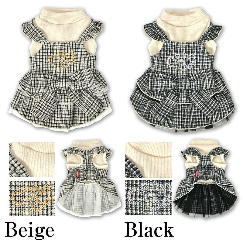 【CRAZYBOO公式】グレンチェックワンピ XS/S/M/L/XL クレイジーブー 犬服 ドッグウェア 小型犬 トイプードル チワワ ダックス CB26AW cb261271
