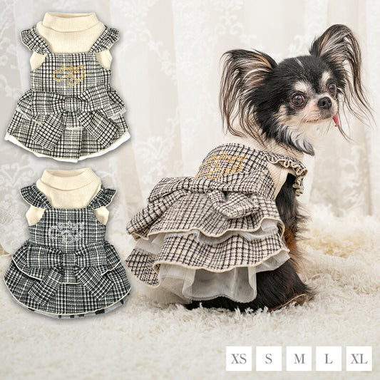【CRAZYBOO公式】グレンチェックワンピ XS/S/M/L/XL クレイジーブー 犬服 ドッグウェア 小型犬 トイプードル チワワ ダックス CB26AW cb261271