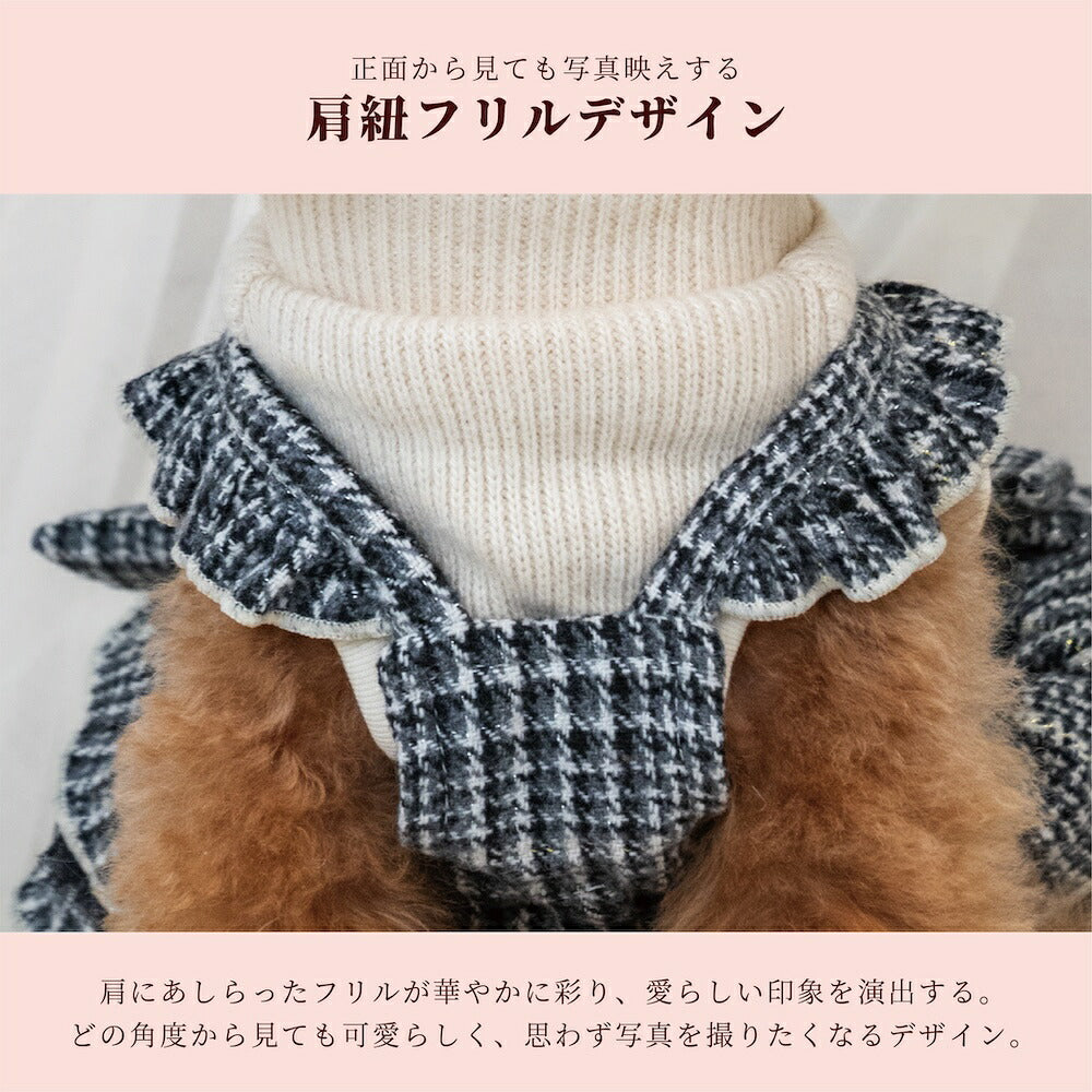 【CRAZYBOO公式】グレンチェックワンピ XS/S/M/L/XL クレイジーブー 犬服 ドッグウェア 小型犬 トイプードル チワワ ダックス CB26AW cb261271