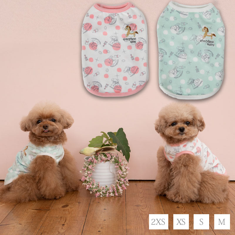 BABYくまちゃんベロアタンク 2XS/XS/S/M CRAZYBOO Baby（クレイジーブー ベビー） 子犬用 パピー 犬服 トイプードル チワワ ポメラニアン CBbaby22AW cb161998-1