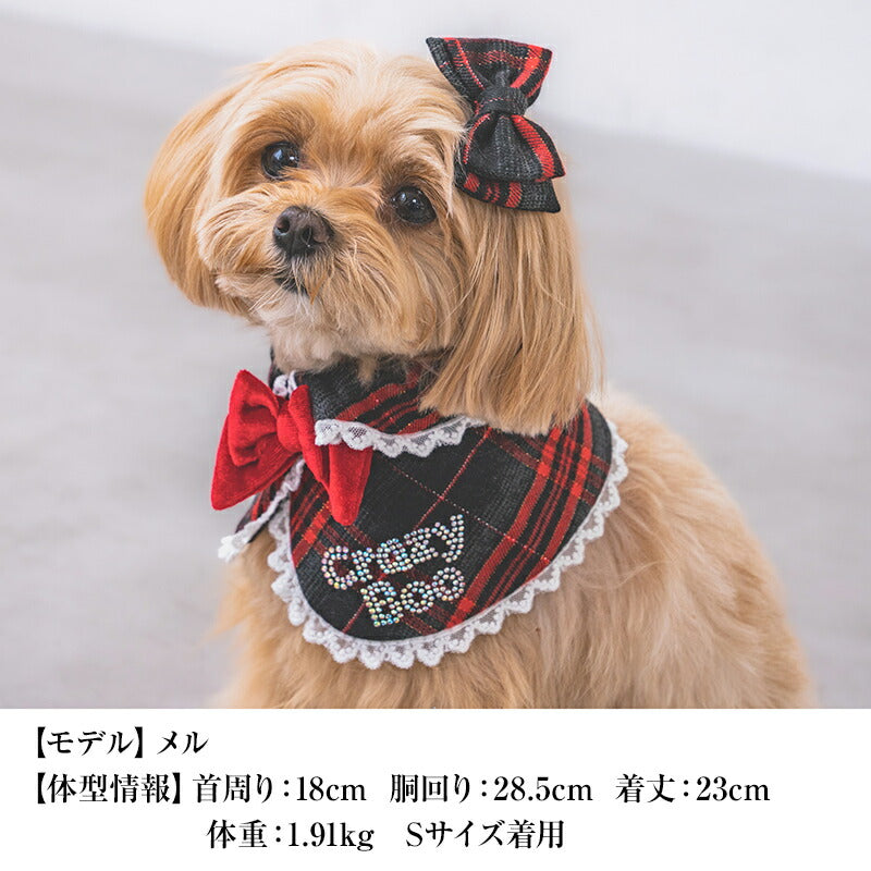 【公式通販限定】クリスマスチェック柄リボンスタイ S/M/L CRAZYBOO -クレイジーブー- 犬服 ドッグウェア CB25AW cb252002