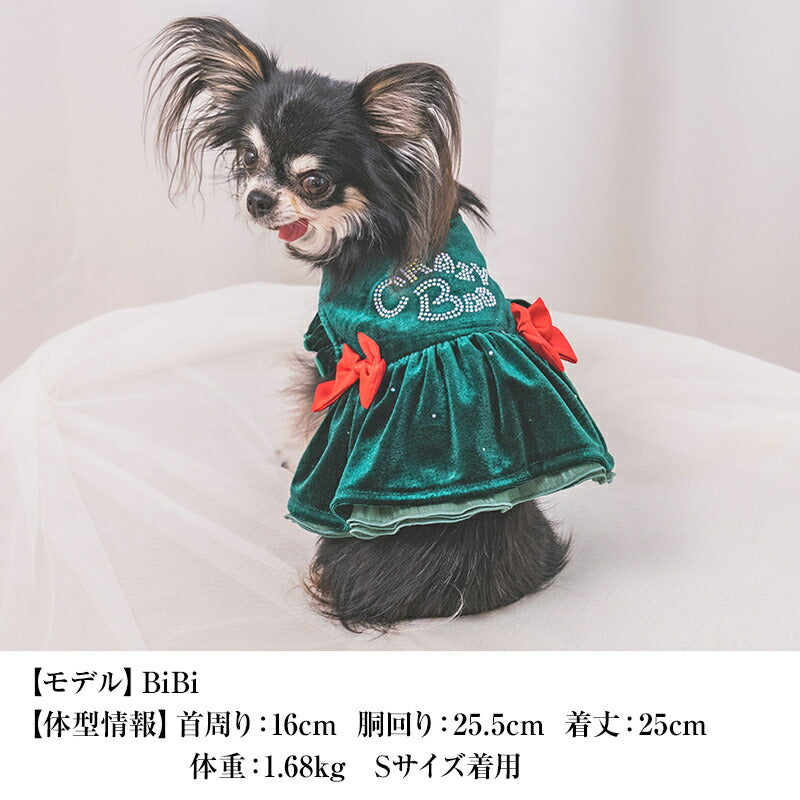 【公式通販限定】クリスマスリボンワンピ XS/S/M/L/XL CRAZYBOO -クレイジーブー- 犬服 ドッグウェア CB25AW cb251004