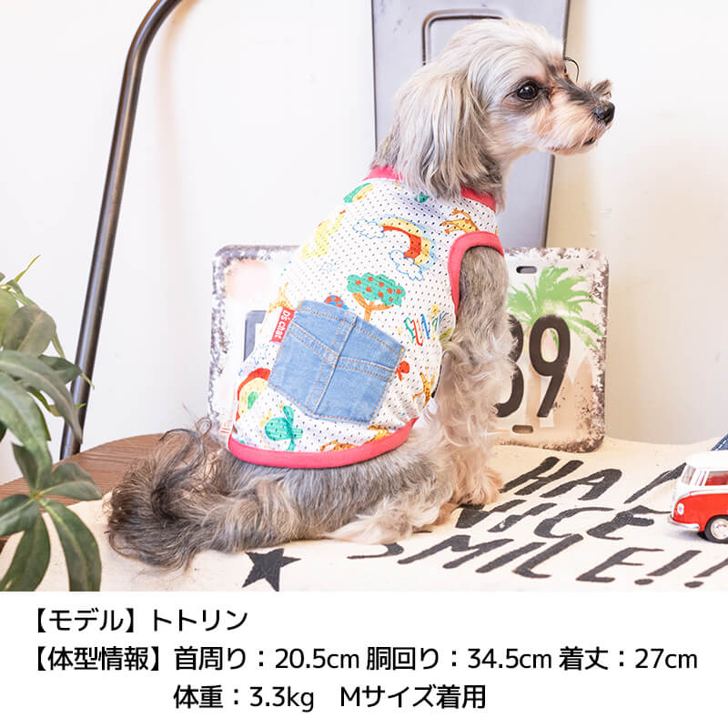 サファリ柄メッシュタンク XS/S/M/L/XL/XXL/DS/DM/DL/FBM D's Chat-ディーズチャット- 犬服 ドッグウェア 小型犬 ダックス フレブル DS22SS ds161126-1