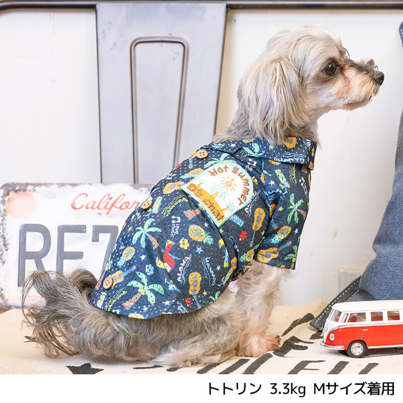 南国柄背開きシャツ XS/S/M/L/XL/XXL/DS/DM/4L/5L/6L/OS/OM/OL D's Chat-ディーズチャット- 犬服  ドッグウェア 小型犬 ダックス 中・大型犬 DS22SS ds162129-1