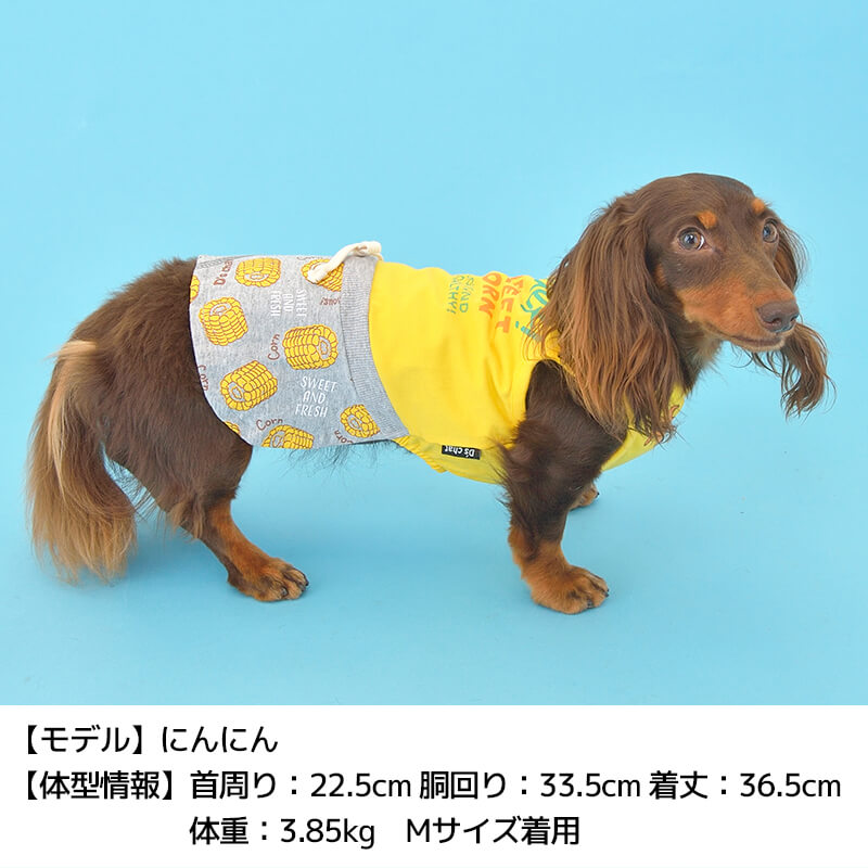 スイートコーン柄ワンピ XS/S/M/L/XL D's Chat-ディーズチャット- 犬服 ドッグウェア 小型犬 トイプードル チワワ ポメラニアン DS22SS ds164133-1