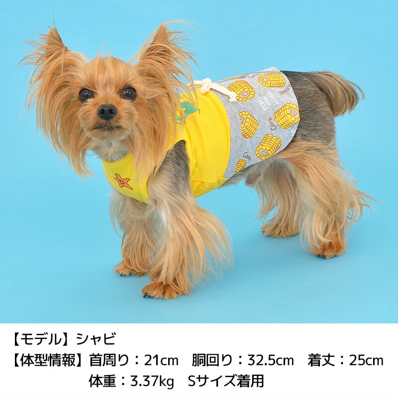 スイートコーン柄ワンピ XS/S/M/L/XL D's Chat-ディーズチャット- 犬服 ドッグウェア 小型犬 トイプードル チワワ ポメラニアン DS22SS ds164133-1