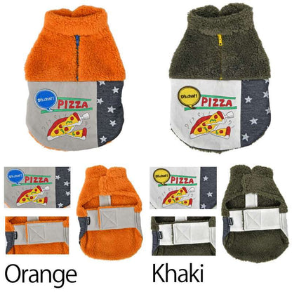 PIZZA柄ボアベスト XS/S/M/L/XL/XXL/DS/DM/DL/FBM D's Chat-ディーズチャット- 犬服 ドッグウェア 小型犬 ダックス フレブル DS22AW ds162157-1