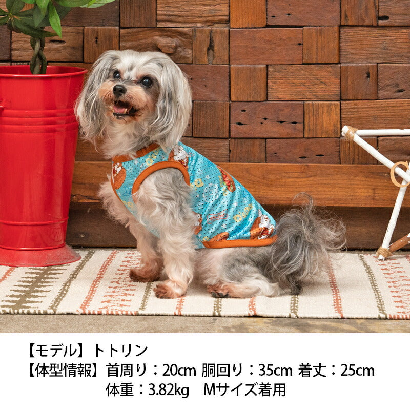 ホットDOGプリントメッシュタンク XS/S/M/L/XL/XXL/DS/DM/DL/FBM D's Chat-ディーズチャット- 犬服 ドッグウェア 小型犬 ダックス フレブル DS23SS ds231166-1