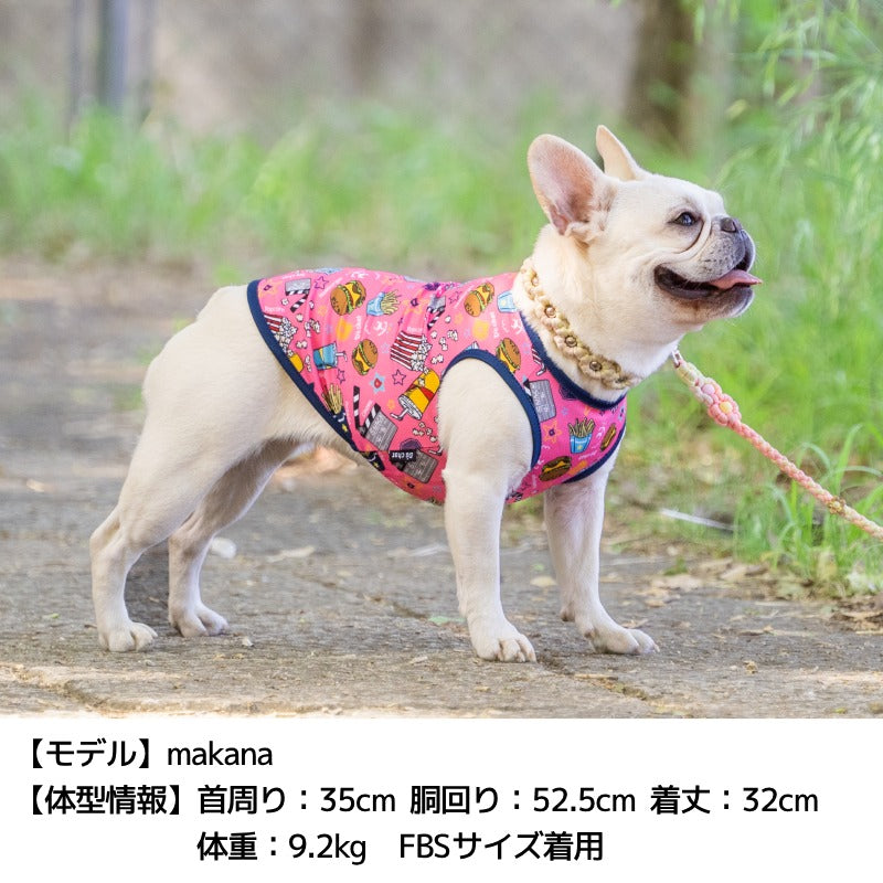 ファストフード柄メッシュタンク XS/S/M/L/XL/XXL/DXS/DS/DM/DL/FBS/FBM/FBL D's Chat-ディーズチャット- 犬服 小型犬 ドッグウェア DS24SS ds241207-1