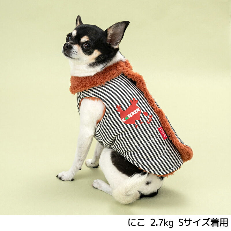 ボーダーチキン柄アウター XS/S/M/L/XL/XXL/DXS/DS/DM/DL/FBS/FBM/FBL D's Chat-ディーズチャット- 犬服 小型犬 ドッグウェア DS24AW ds241249