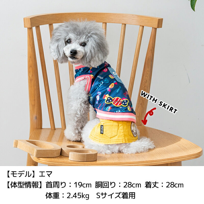 キャンディ柄デニムポケットタンク XS/S/M/L/XL/XXL/DXS/DS/DM/DL/FBS/FBM/FBL D's Chat-ディーズチャット- 犬服 小型犬 ドッグウェア DS25SS ds251264