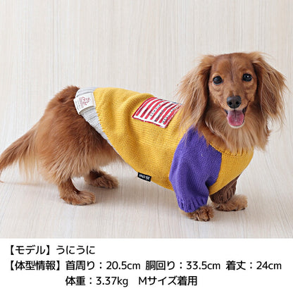 バイカラー袖国旗柄ニット XS/S/M/L/XL/XXL/DXS/DS/DM/FBS/FBM/FBL D's Chat-ディーズチャット- 犬服 小型犬 ダックス フレブル ドッグウェア DS25AW ds251287