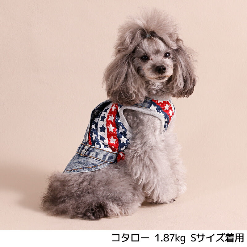 スター柄デニムジャンスカタンク XS/S/M/L/XL/XXL/DXS/DS/DM/DL/FBS/FBM/FBL D's Chat-ディーズチャット- 犬服 小型犬 ダックス フレブル ドッグウェア DS26SS ds261301