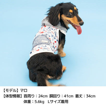 デニムフードメッシュパーカ XS/S/M/L/XL/XXL/DXS/DS/DM/DL/FBS/FBM/FBL D's Chat-ディーズチャット- 犬服 小型犬 ダックス フレブル ドッグウェア DS26SS ds261304
