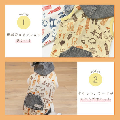 デニムフードメッシュパーカ XS/S/M/L/XL/XXL/DXS/DS/DM/DL/FBS/FBM/FBL D's Chat-ディーズチャット- 犬服 小型犬 ダックス フレブル ドッグウェア DS26SS ds261304