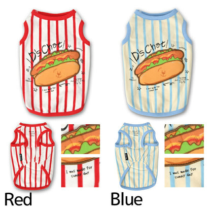 ホットドッグストライプタンク XS/S/M/L/XL/XXL/DXS/DS/DM/DL/FBS/FBM/FBL D's Chat-ディーズチャット- 犬服 小型犬 ダックス フレブル ドッグウェア DS26SS ds261317