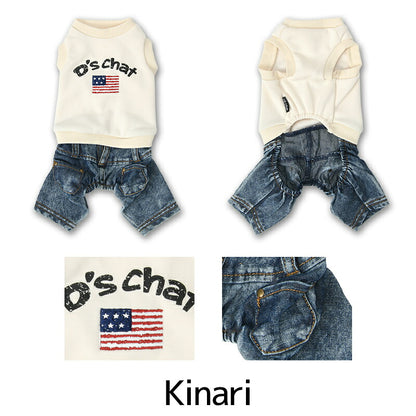 アメリカン刺しゅうつなぎ XS/S/M/L/XL/XXL/DXS/DS/DM D's Chat-ディーズチャット- 犬服 小型犬 ダックス ドッグウェア DS26AW