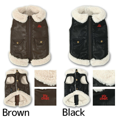 レザーボアアウター XS/S/M/L/XL/XXL/DXS/DS/DM/DL/FBS/FBM/FBL D's Chat-ディーズチャット- 犬服 暖かい 小型犬 ダックス フレブル ドッグウェア DS26AW