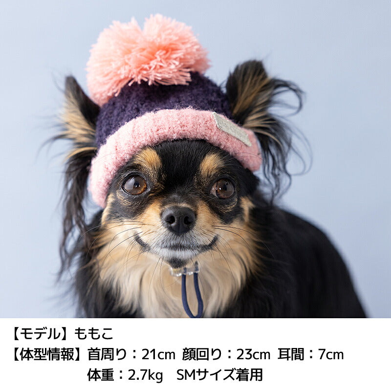 バイカラーニット帽 S/SM/M/L/XL D's Chat-ディーズチャット- 犬用 帽子 防寒具 小型犬 DS26AW