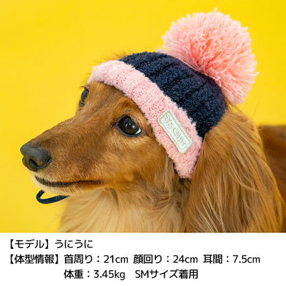 バイカラーニット帽 S/SM/M/L/XL D's Chat-ディーズチャット- 犬用 帽子 防寒具 小型犬 DS26AW