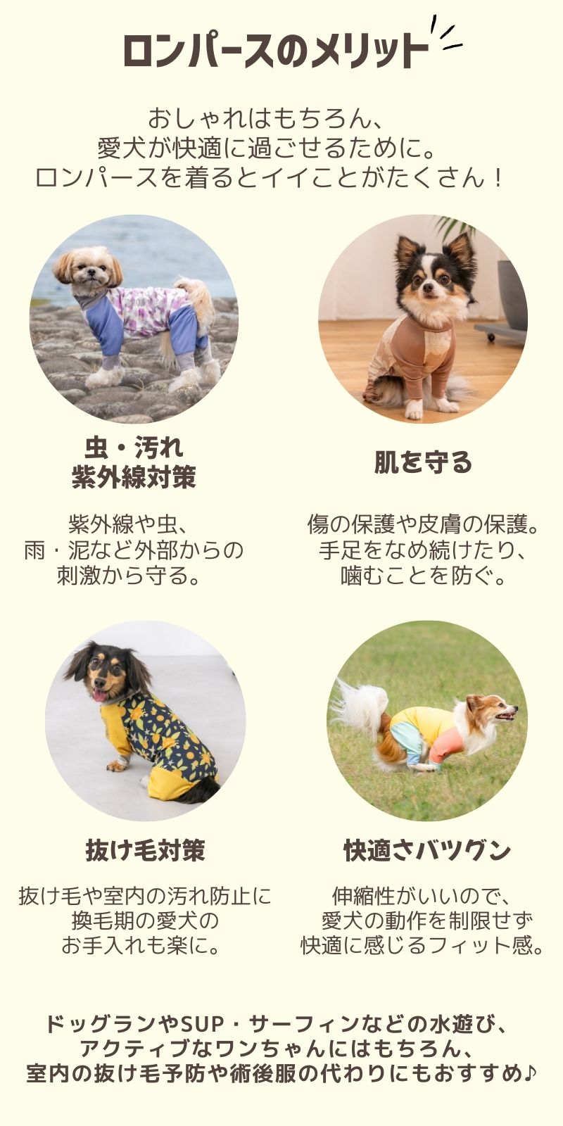 【2021年モデル】アクティブロンパース 犬用ラッシュガード S/M/L/XL/XXL/DS/DM/4L/5L/6L/OS/OM/OL BROWNIE'S-ブラウニーズ- 犬服 ドッグウェア 小型犬 中型犬 大型犬 BR21SS br153612-1