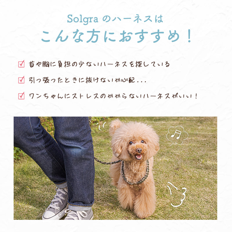 バイカラーコードハーネス S/M/L Solgra-ソルグラ- 犬用 ペット用 犬具 お散歩 抜けにくい トイプードル チワワ ポメラニアン  SO20SS so149025-1