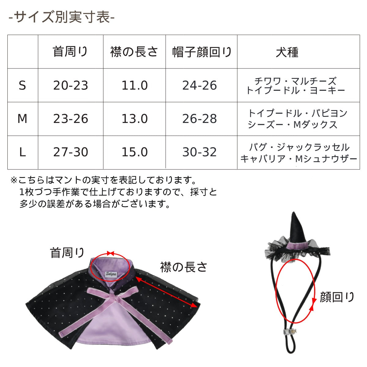 【公式通販限定】帽子付き魔女マント S/M/L SOLGRA -ソルグラ- 犬用 コスプレ ハロウィン SO25AW so252632