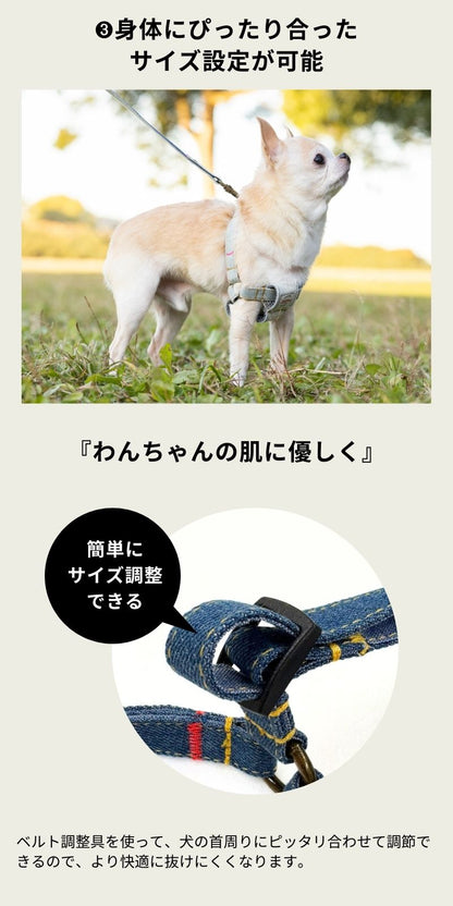 デニムハーネス S/M/L Solgra-ソルグラ- 犬用 ハーネス トイプードル チワワ ポメラニアン SO22SS so169023-1