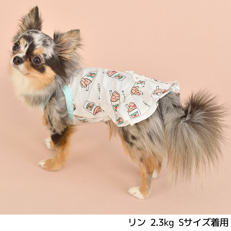 フラペチーノ柄ワンピ XS/S/M/L/XL/XXL TINOTITO-ティノティート- 犬服 ドッグウェア トイプードル チワワ ポメラニアン tt154203-1