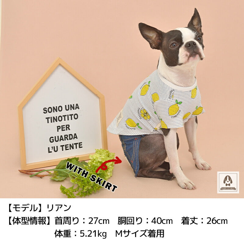 レモン柄Tシャツ XS/S/M/L/XL/XXL TINOTITO -ティノティート- 犬服 ドッグウェア トイプードル チワワ ポメラニア –  Wan-Voyage（ワンボヤージュ）- お洒落なドッグウェア 犬服のお店