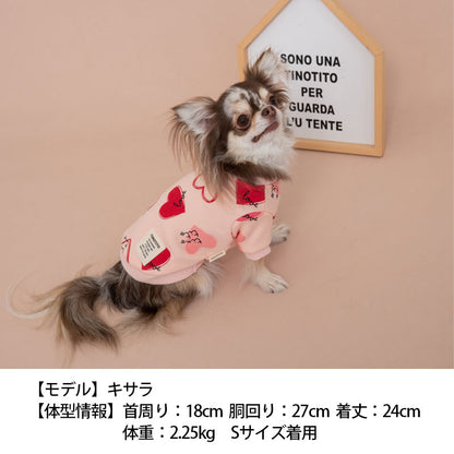 ハート柄裏起毛トレーナー XS/S/M/L/XL/XXL TINOTITO -ティノティート- 犬服 ドッグウェア トイプードル チワワ ポメラニアン TT22AW tt162273-1