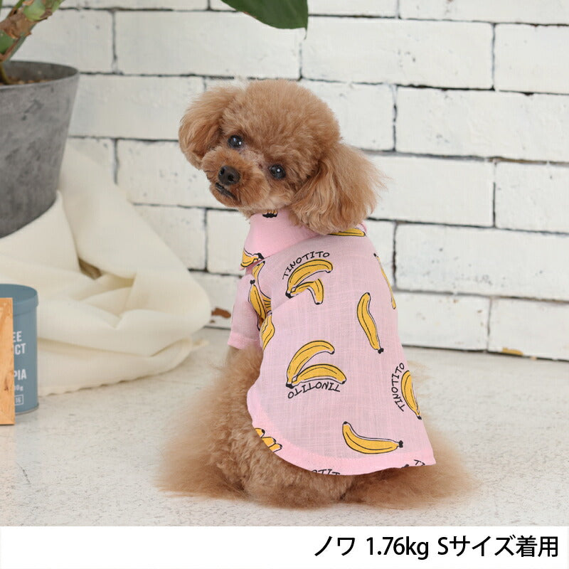 バナナプリントシャツ XS/S/M/L/XL/XXL TINOTITO -ティノティート- 犬服 ドッグウェア トイプードル チワワ ポメラニアン  TT23SS tt231301-1