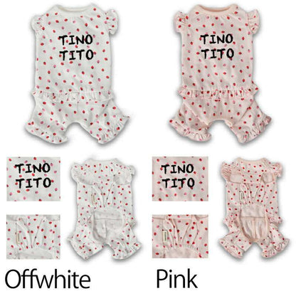いちごプリントつなぎ XS/S/M/L/XL/XXL TINOTITO -ティノティート- 犬服 ドッグウェア トイプードル チワワ ポメラニアン TT23SS tt231306-1
