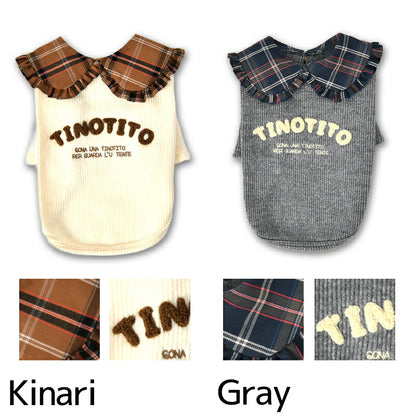 タータン襟長袖ニット XS/S/M/L/XL/XXL TINOTITO -ティノティート- 犬服 ドッグウェア TT25AW tt251413