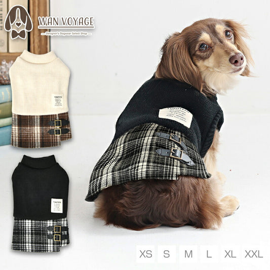 チェック柄ニットワンピ XS/S/M/L/XL/XXL TINOTITO -ティノティート- 犬服 ドッグウェア TT25AW tt251421