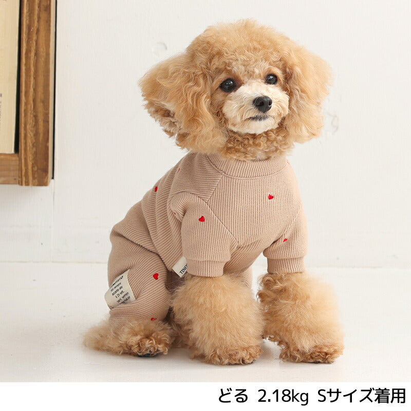 ハート刺しゅうロンパース XS/S/M/L/XL/XXL TINOTITO -ティノティート- 犬服 ドッグウェア TT25AW tt251422