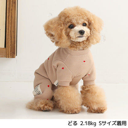 ハート刺しゅうロンパース XS/S/M/L/XL/XXL TINOTITO -ティノティート- 犬服 ドッグウェア TT25AW tt251422