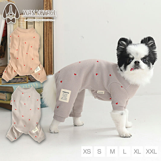 ハート刺しゅうロンパース XS/S/M/L/XL/XXL TINOTITO -ティノティート- 犬服 ドッグウェア TT25AW tt251422