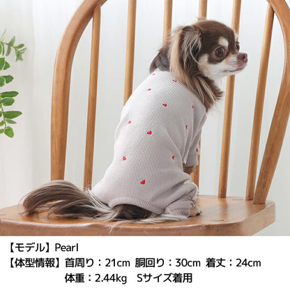 ハート刺しゅうロンパース XS/S/M/L/XL/XXL TINOTITO -ティノティート- 犬服 ドッグウェア TT25AW tt251422