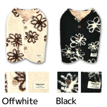 背開き花柄ボアベスト XS/S/M/L/XL/XXL TINOTITO -ティノティート- 犬服 ドッグウェア TT25AW tt251423