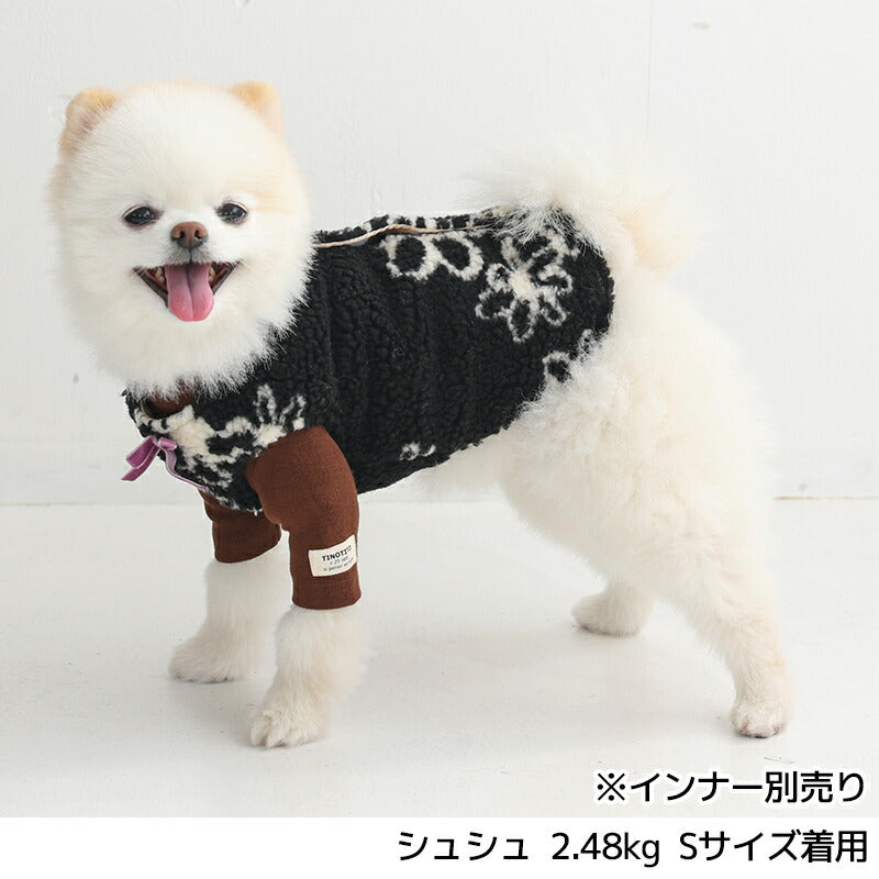 背開き花柄ボアベスト XS/S/M/L/XL/XXL TINOTITO -ティノティート- 犬服 ドッグウェア TT25AW tt251423