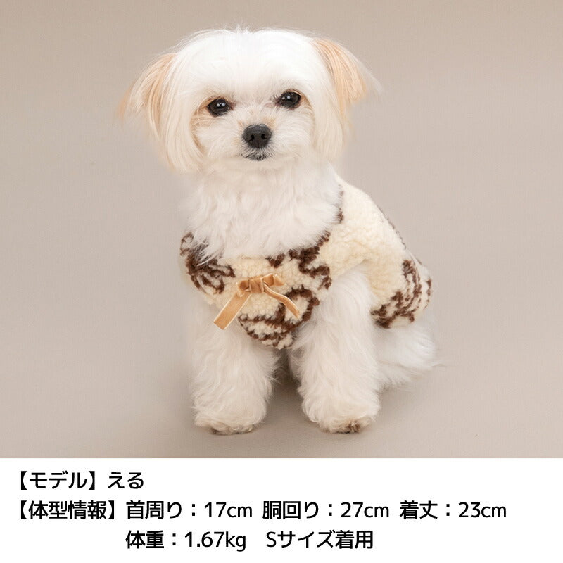 背開き花柄ボアベスト XS/S/M/L/XL/XXL TINOTITO -ティノティート- 犬服 ドッグウェア TT25AW tt251423