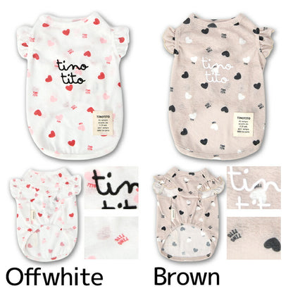 ハートフリル袖スラブタンク XS/S/M/L/XL/XXL TINOTITO -ティノティート- 犬服 ドッグウェア TT26SS tt261442