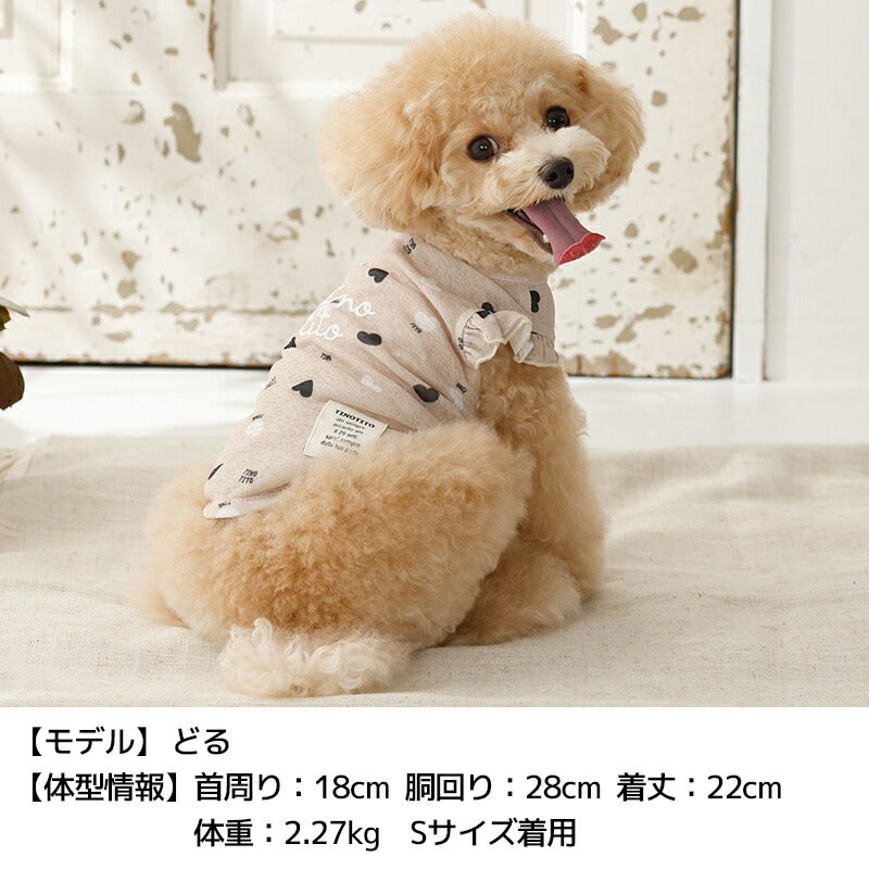 ハートフリル袖スラブタンク XS/S/M/L/XL/XXL TINOTITO -ティノ